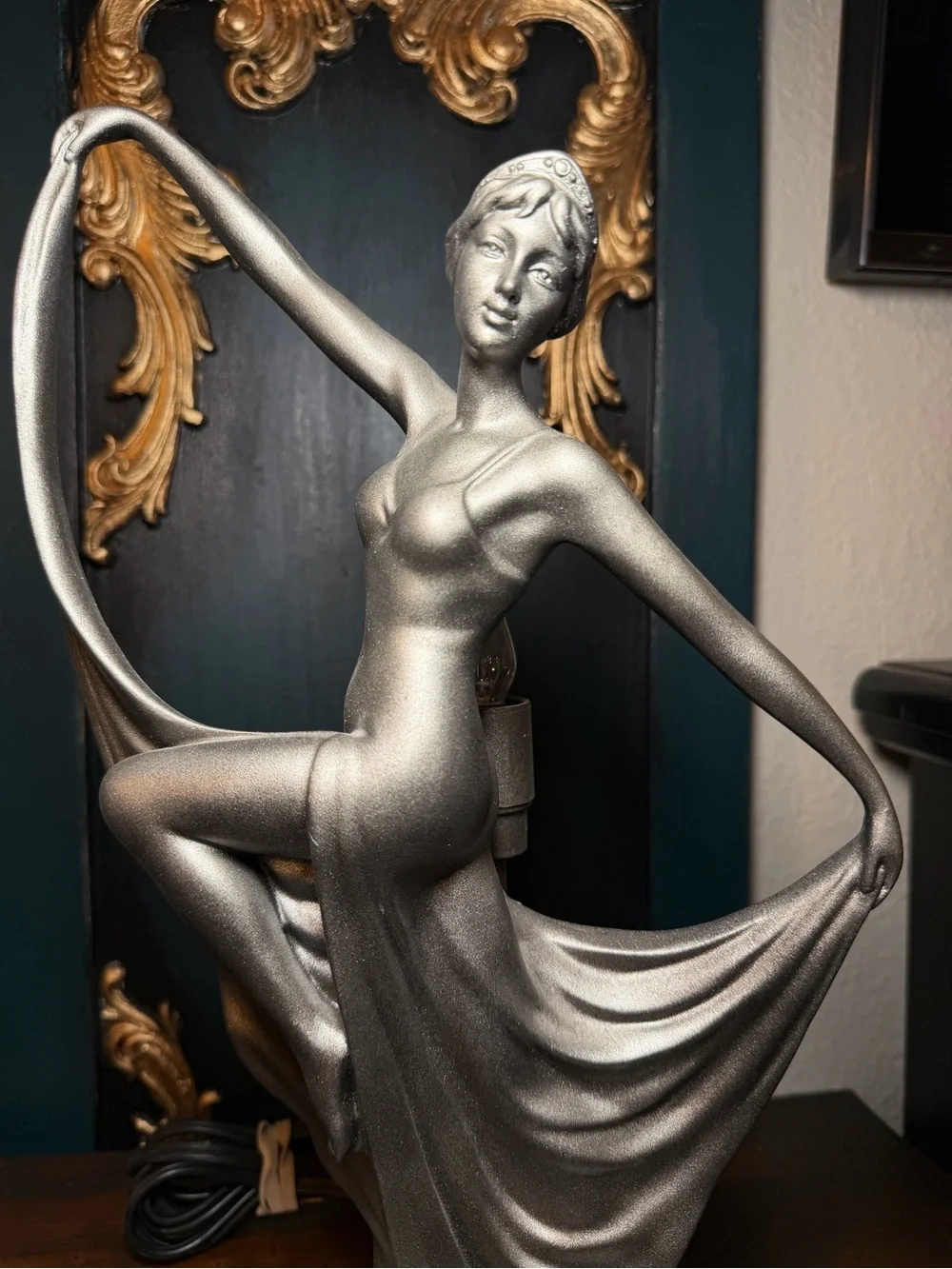 Vintage Apollo Art Deco Style Dancing Lady Figural Lamp